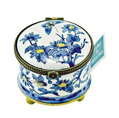 Kelvin Chen Enameled Postage Stamp Holder - Chrysanthemum