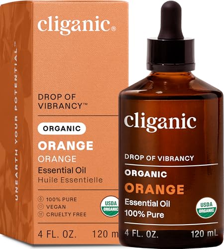 Image of Cliganic Organic Sweet Orange Essential Oil, 4oz - 100% Pure Natural for Aromatherapy Diffuser | Non-GMO Verified