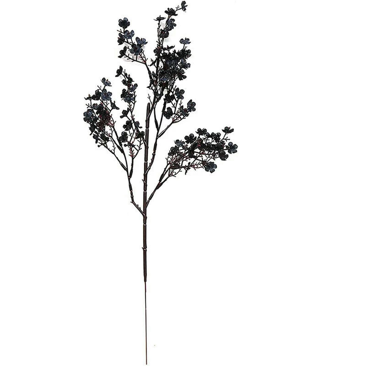 AYHTUD White Artificial Flowers Cherry Blossoms Gypsophila Fake Plants Wedding Bouquet Vases for Home Decor Faux Christmas Branch-black