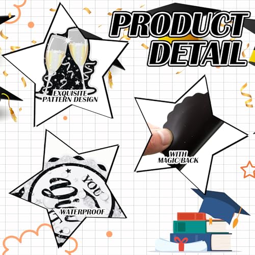 Image of Landhoow 30 Pcs Graduation Car Magnets 2026 Senior Graduation Car Decoration Bumper Sticker Congrats Grad Magnet Magnetic Refrigerator Decal for Grad Parade Party Supplies(Black, Silver)