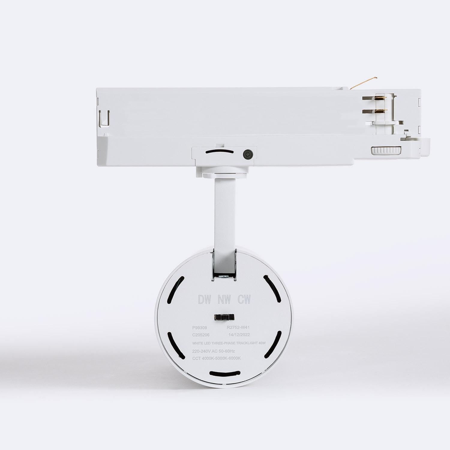 LEDKIA Foco Carril LED Trifásico 40W Carlo CCT Seleccionable Blanco 2700K
