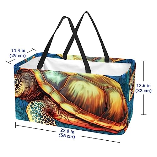 Sac d'épicerie réutilisable avec motif coloré tortue de mer sac fourre-tout - 6