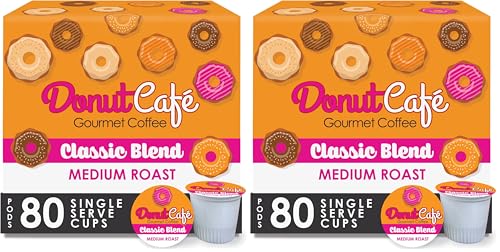 Image of Donut Cafe - Coffee Gourmet Pods, Classic Blend, Medium Roast - Non-GMO, Gluten Free - Compatible with Keurig K Cup Brewers - Smooth & Delicious - 80 Count (Pack of 2)