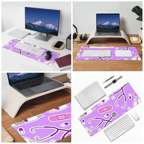 Tapis de souris infirmière violet 30 x 80 cm pour bureau médical