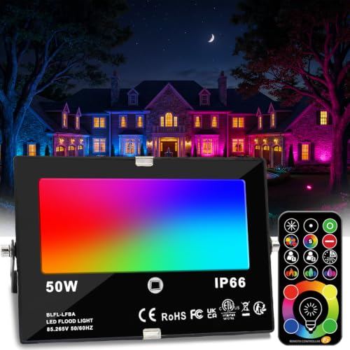 Projecteur Led, équivalent 400W, Changement de Couleur Rgbw 120 Couleurs, Synchronisation, Projecteurs Extérieurs 4000 lumens, Blanc Chaud Rgb 2700K, Ip66...