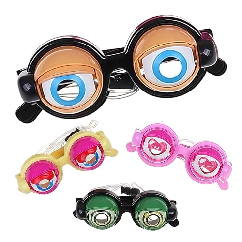 LDJDSDS 4pcs Funny Glasses for Adults Crazy Eyes Glasses With Blinking Eyeball Silly Glasses for Costume Parties Hilarious Gag Gifts Prank Stuff