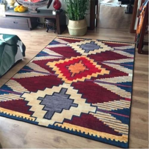 Tapis de canapé et d'entrée rouge et bleu pour une maison accueillante