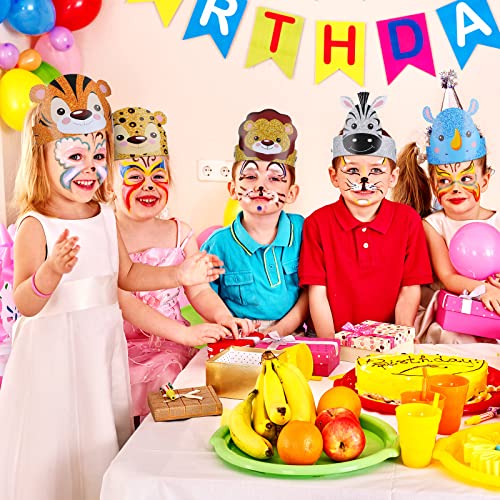 Gersoniel 24 Pcs Animal Party Hats Jungle Safari Crowns, Jungle Animal - image 3