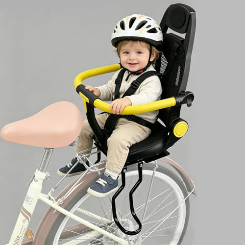 Child Bike Rear Seat with Backrest and Foot Pedals