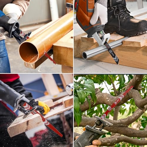 KRETLAW Reciprocating Saw Blades 36-Piece, Cr-V/Bi-Metal Replacement Saw Sabre Blades for Tree Pruning, Wood, Metal and Plastic, with Pouch 7 KRETLAW Reciprocating Saw Blades 36-Piece, Cr-V/Bi-Metal Replacement Saw Sabre Blades for Tree Pruning, Wood, Metal and Plastic, with Pouch - Image 7