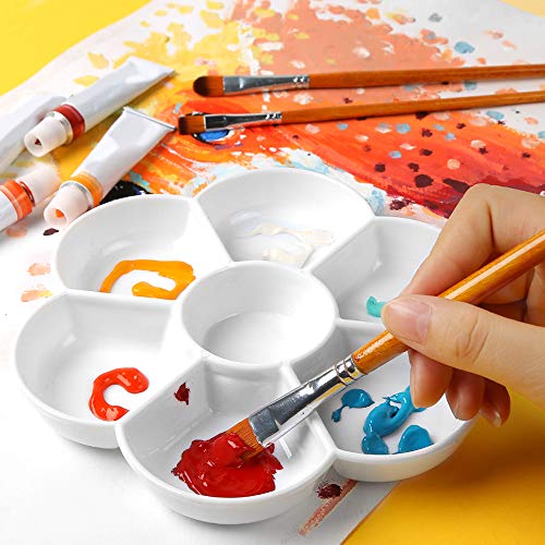 Round Flower Petal Plastic Palette Painting Dish 7 Well Flower Paint Tray Watercolor Painting Mixing Palette for Oil Acrylic Watercolor Gouache,Easy Wash, 6.6 Inches,Artist - Thumbnail 3