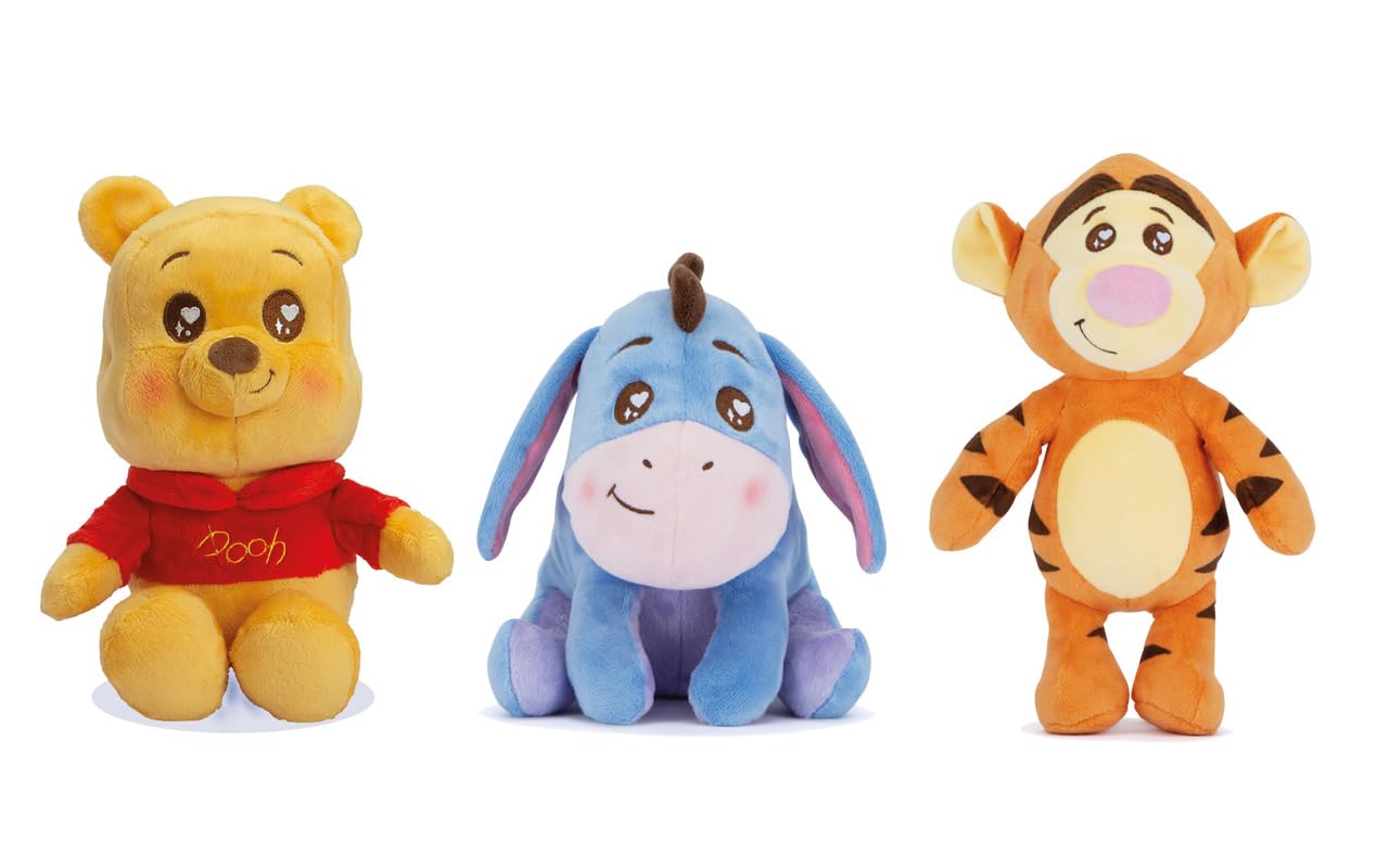 Disney 6315870051NPB pluszowe misie Puchatek, świecące w oku, pluszaki, miś, Ior lub tygrys jako pluszaki z połyskującym haftem, 25 cm, od 0 miesięcy