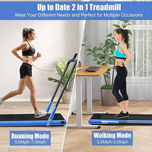Image of Foldable Treadmills for Home, 2 in 1 Walking Pad Portable Folding Under DeskTreadmills with Walk and Jog & Run Modes for Office Treadmil