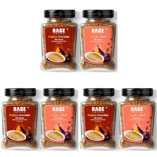 Image of Rage Coffee Silk Blend Instant Coffee | Belgian Chocolate & Vanilla Velvet Silk Blend Flavoured Coffee 60 GMs Each | Premium, Bold & Smooth | Pack of 6
