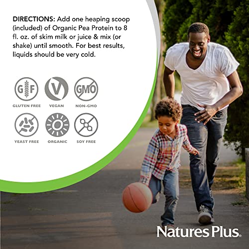 Natures Plus Organic Pea Protein - 1.1 lbs, Vegan Drink Powder - High Energy Protein Powder, Hunger Suppressant, Muscle Builder, Promotes Heart Health - Non-GMO, Vegetarian, Gluten-Free - 25 Servings - Image 6