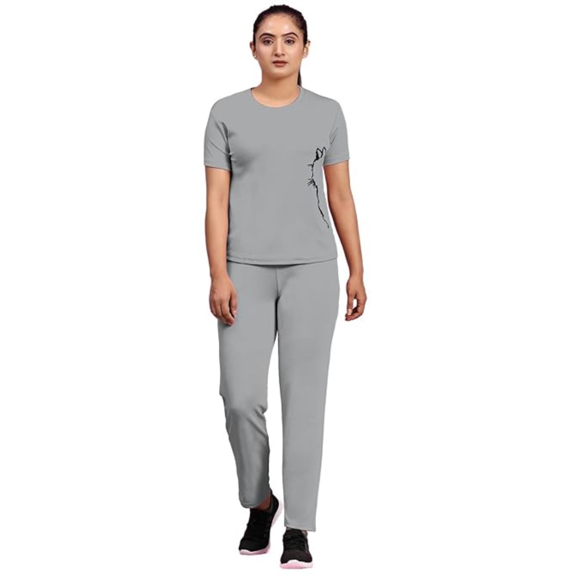 Cotton Lycra Tracksuit For Women - Comfortable Gym Wear For Women - Activewear T-Shirt Set For Yoga, Running, Jogging, Sports, Travel, Night Dress-image-26