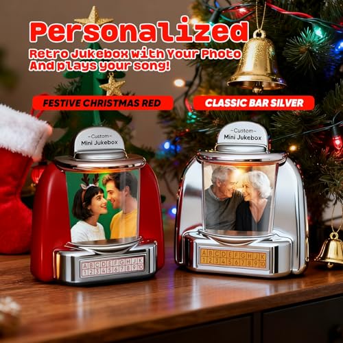 image for Smile lab Custom Mini Jukebox Retro Speaker – Personalized Photo, Na