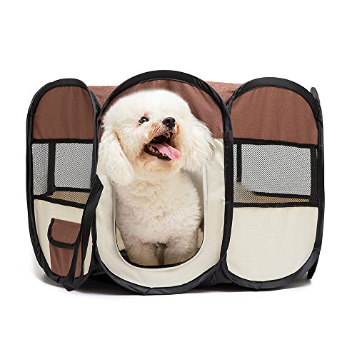 EXPAWLORER Portable Puppy Playpen Removable Dog Mesh Shade Cover Waterproof Oxford Cloth Easy