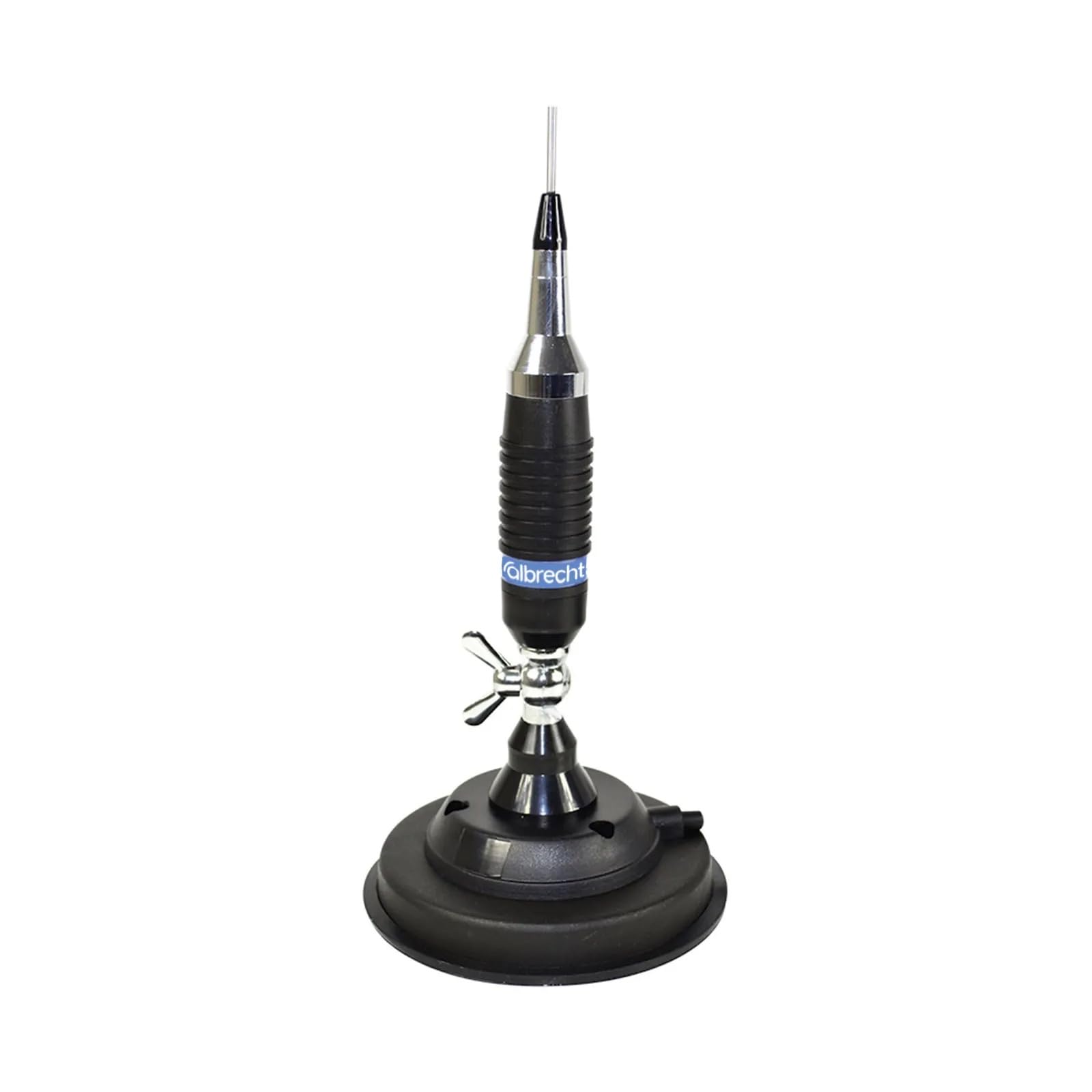 Albrecht S75 Antenne radio CB mobile avec base magnétique 127 mm de longueur totale 76 cm Kit complet avec câble de 4 m et fiche PL, inclinable, en acier inoxydable
