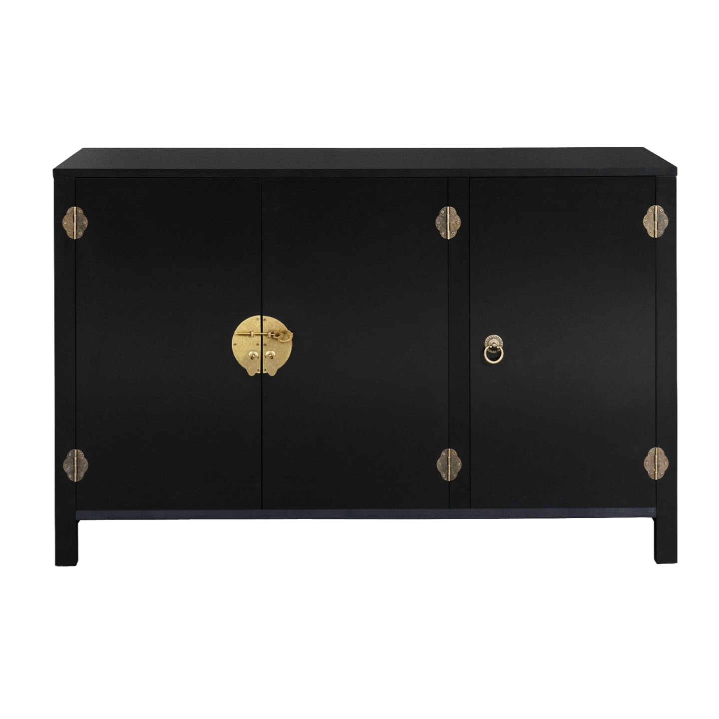 IDMarket Yang - Aparador bajo (110 cm, 3 puertas, madera, color negro