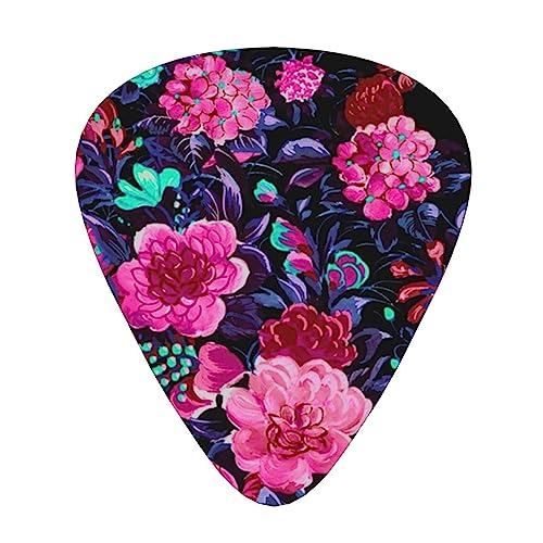 ミッドセンチュリーモダンフラワー ギターピック Guitar Pick 12枚セット ティアドロップ型 エレキギター/アコースティックギター/クラシックギター/ベース等の練習に最適な12枚セット