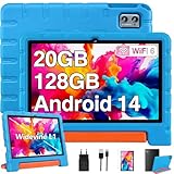 ZIOVO Tablet 10 Pollici Android 14 Tablet Bambini, 20GB RAM+128GB ROM(TF 1TB),WiFi6 Tablet in Offerta, Widevine L1/Octa-Core/BT 5.0/8+5 MP/6000mAh/Tablet per Bambini,Tablet con EVA Caso - Blu
