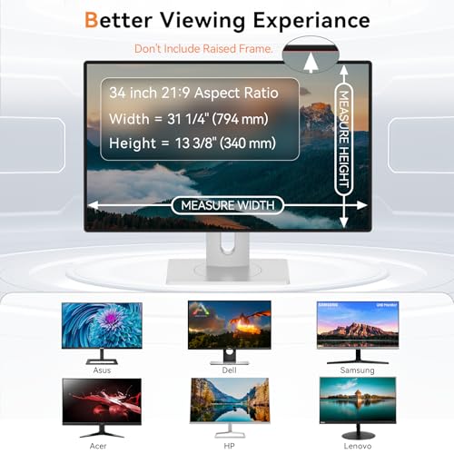 34 Inch Curved Computer Privacy Screen Filter for 21:9 Aspect Ratio Widescreen Monitor - Anti Glare Blue Light Filter, Removable Computer Monitor Privacy Shield, Anti-Scratch Screen Protector
