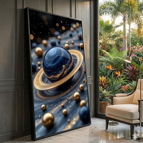 Toile élégante Saturne pour decoration salon peinture galaxie 21x30