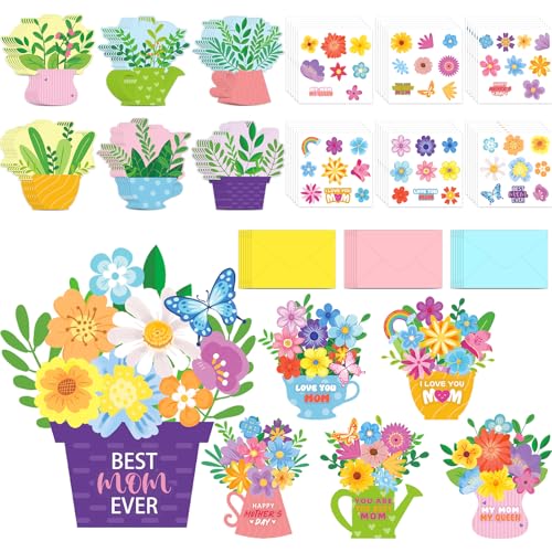 Kit bricolage fête des mères avec 36 cartes fleurs et enveloppes