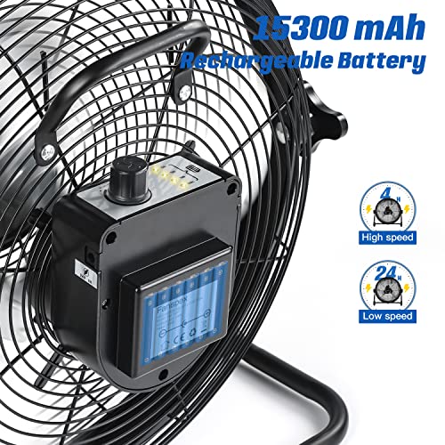 Fanspex 14-Inch Battery Operated Fan For Outdoor Camping, 15300Mah Rechargeable Portable Cordless Floor Fan For Home Patio, High Velocity Up To 2500 Cfm (Black) #TOP4