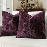 MIULEE Velvet Throw Pillow Covers Set of 2, Soft Neutral Decorative Pillow Cases with Luxurious Textured Vintage Cushion Covers for Home Decor Couch Sofa Bed,Purple 18x18 inch