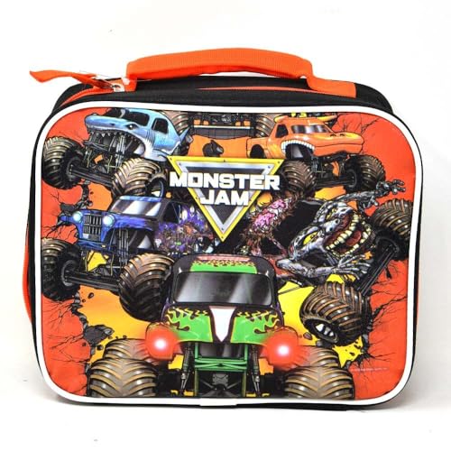 Fast Forward Kids Insulated Lunch Bag with Handle Monster Jam Design Reusable Soft Cooler Lunch Box for Boys & Girls School Daycare & Travel