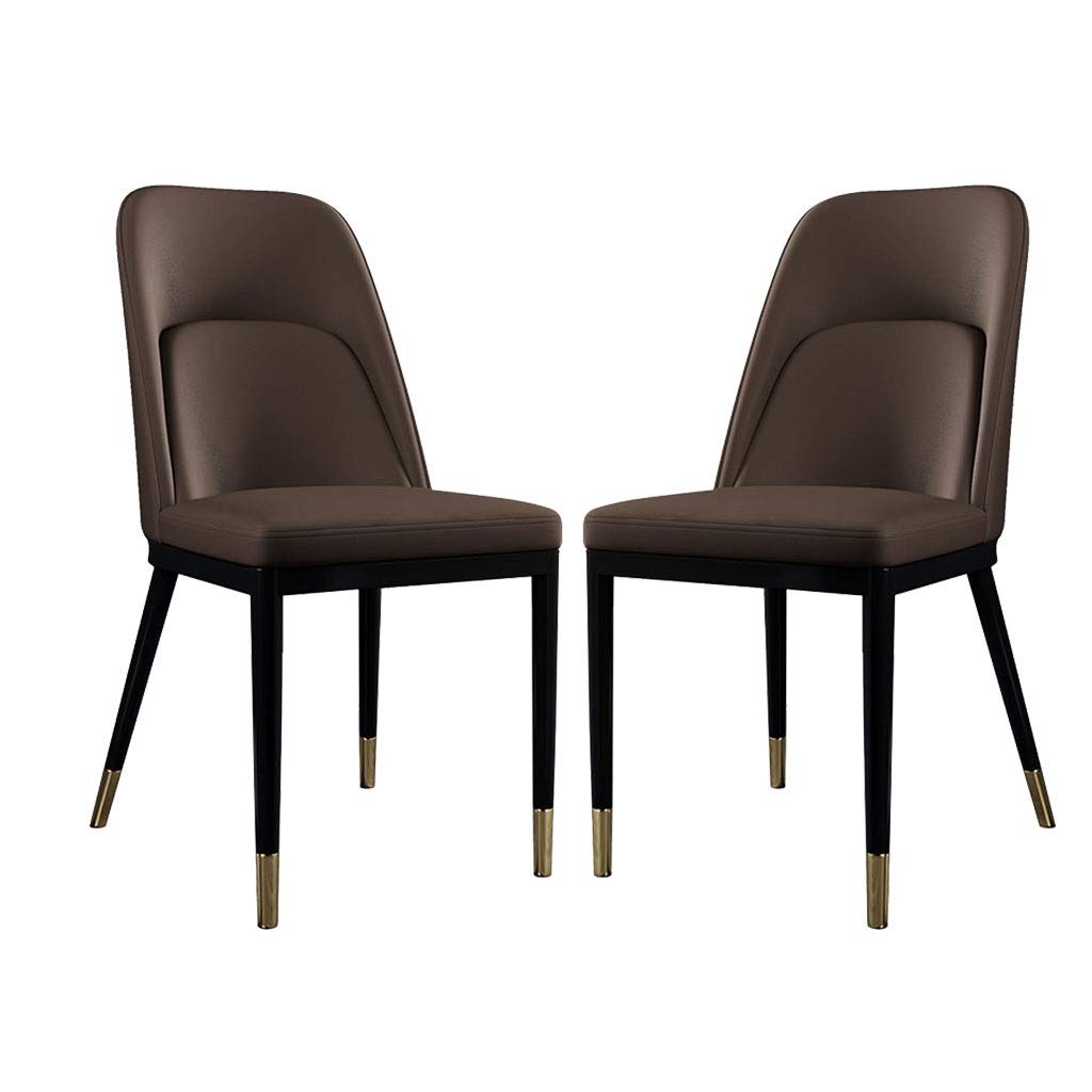 SJIALEN 2pcs Kitchen Dining Chairs,Living Room Counter Lounge with Thickened Sponge Cushion Non-Slip Feet Backrest Chair Kitchen Chair (Color : Brown)
