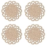 DELAQIKO 13.8" Round Seagrass Placemats | Boho Rattan Woven Table Mats | Farmhouse Spring Plate Chargers Like Water Hyacinth, Corn Husk for Wedding, Party, Christmas, Events (Set of 4)