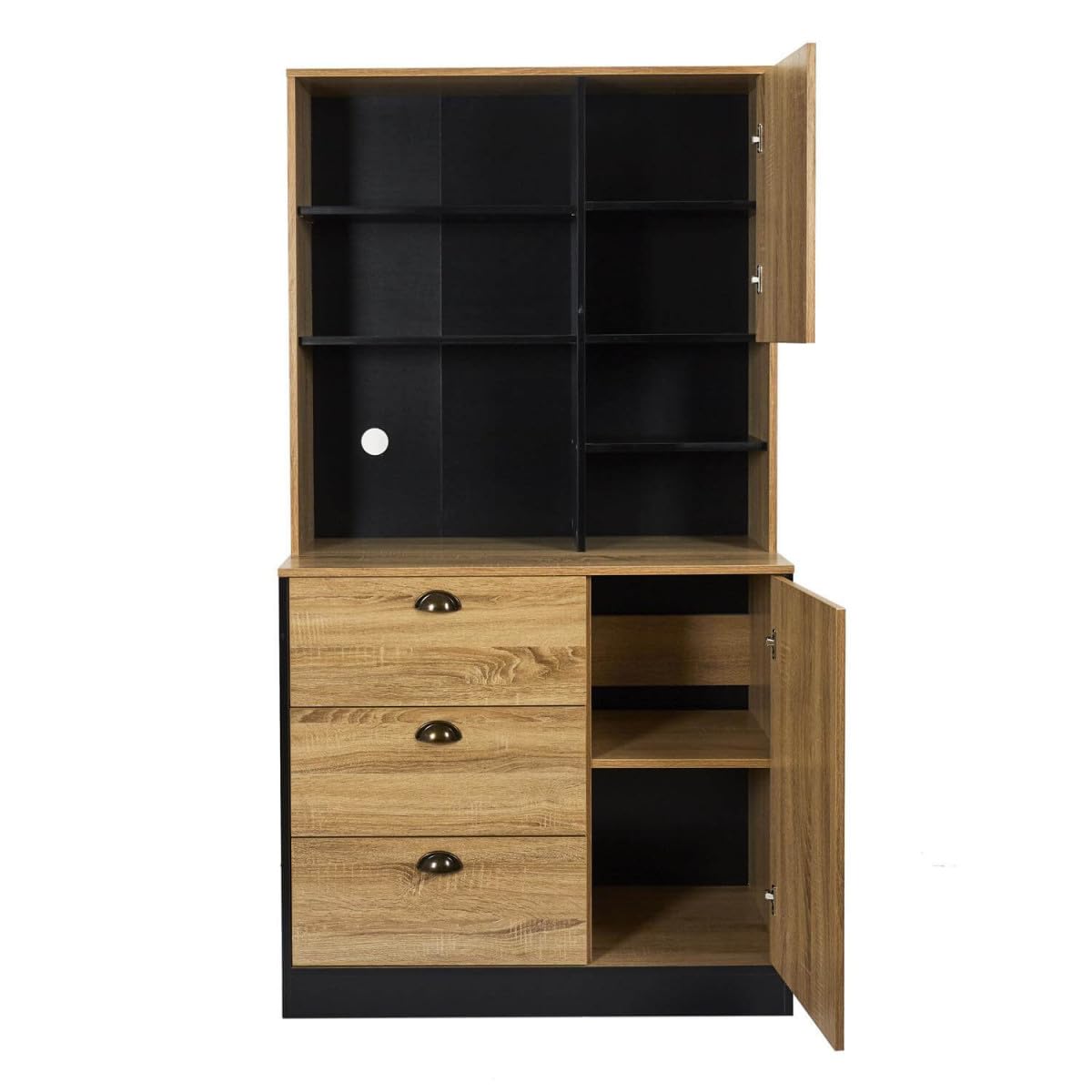 AltoBuy DINAJ - Buffet Vaisselier Multi-Rangement Aspect Bois