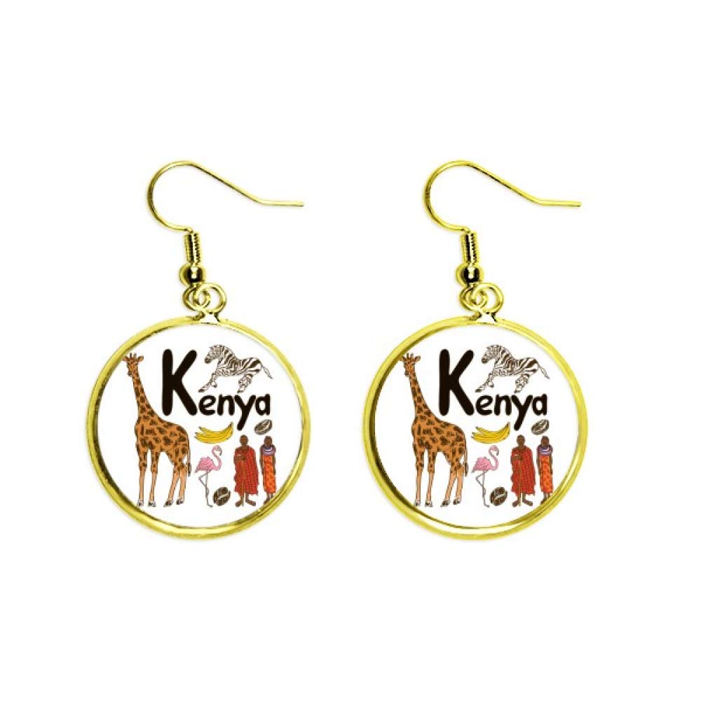 Pendientes de Kenia dorados largos con diseño de mapa africano joyería elegante mujer 2
