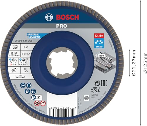 Bosch Accessories Bosch Professional 1x Fächerschleifscheibe X571 Best for Metal X-LOCK (für Metall, Ø 125 mm, P 60, gewinkelte Ausführung, Zubehör Winkelschleifer)
