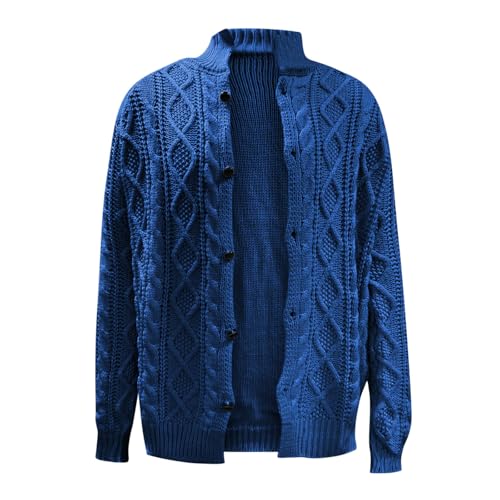 Cambkatl Men's Stand Collar Cable Knit Cardigan Sweater Shawl Collar Long Sleeve Casual Cardigans Warm Thermal Outerwears3
