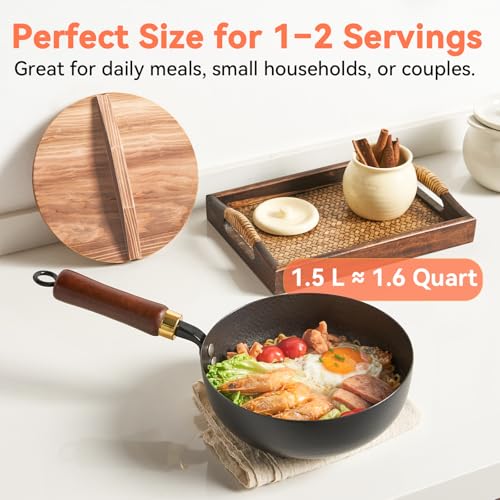Wok de Hierro Fundido con Mango de Madera 12 pulg miniatura 5