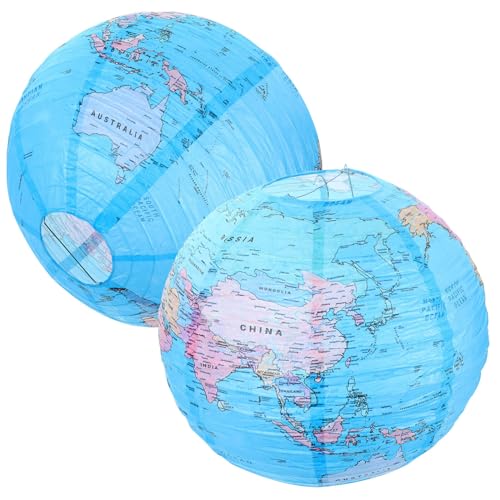 Veemoon Lanterne Papier Carte Du Monde Portable Et Pliable Pour Décoration Intérieure Et Fête Abat-Jour Suspension Forme Globe Terre Léger Et Résistant