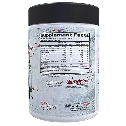 Image of Insane Labz Saw Bloodbath, Non-Stim Pump Pre Workout Powder with Nitrosigine, OxyGold, Agmatine Sulfate, L-Citrulline and Betainne Anhydrous, 40 Srvgs (Fruit Punch)