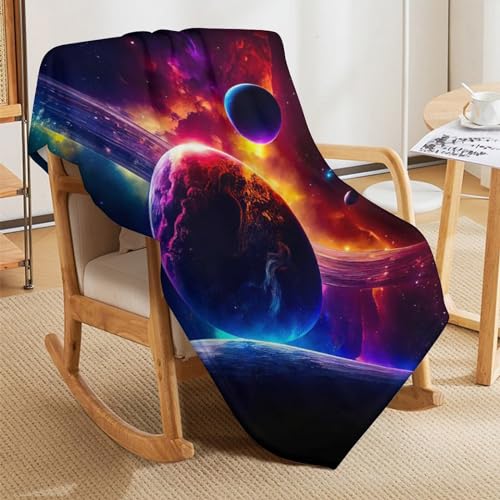 Couverture planète 3D en polaire idée cadeau originale flannel