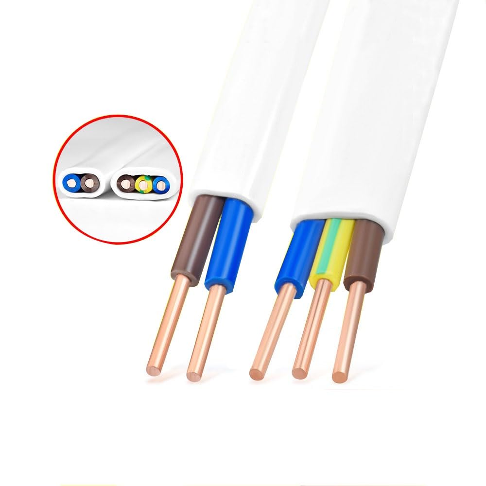 10m Fil électrique Câble, 2-3 rigide Conducteurs, 1mm² - 2.5mm² PVC Fil Câble, BVVB fil de cuivre pur, DIY Fil Câble(3-core x 2.5mm²)