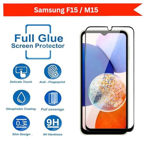 Image of DARKFIT Tempered Glass Premium Screen Protector Compatible for Samsung F15 / M15 5G | Edge to Edge Coverage with Easy Installation Kit | Scratch Resistance | HD Clear Glass (Black Border) | Pack of 1