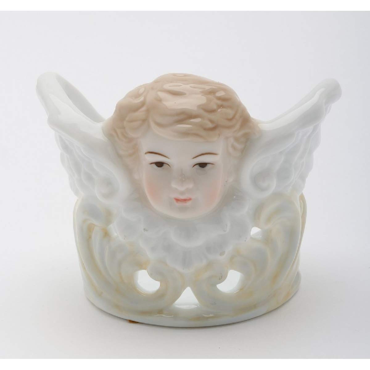 Fine Porcelain Cherub Votive Tea Light Candle Holder, 4-1/8