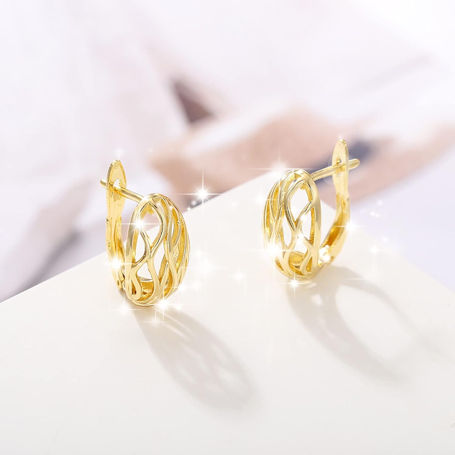 Ear Studs Rattan Cutout Pattern Earrings for Teen Girls Minimalist Piercing Studs Trendy Earrings Rose Gold Studs Men's and Women's Women's Jewelry