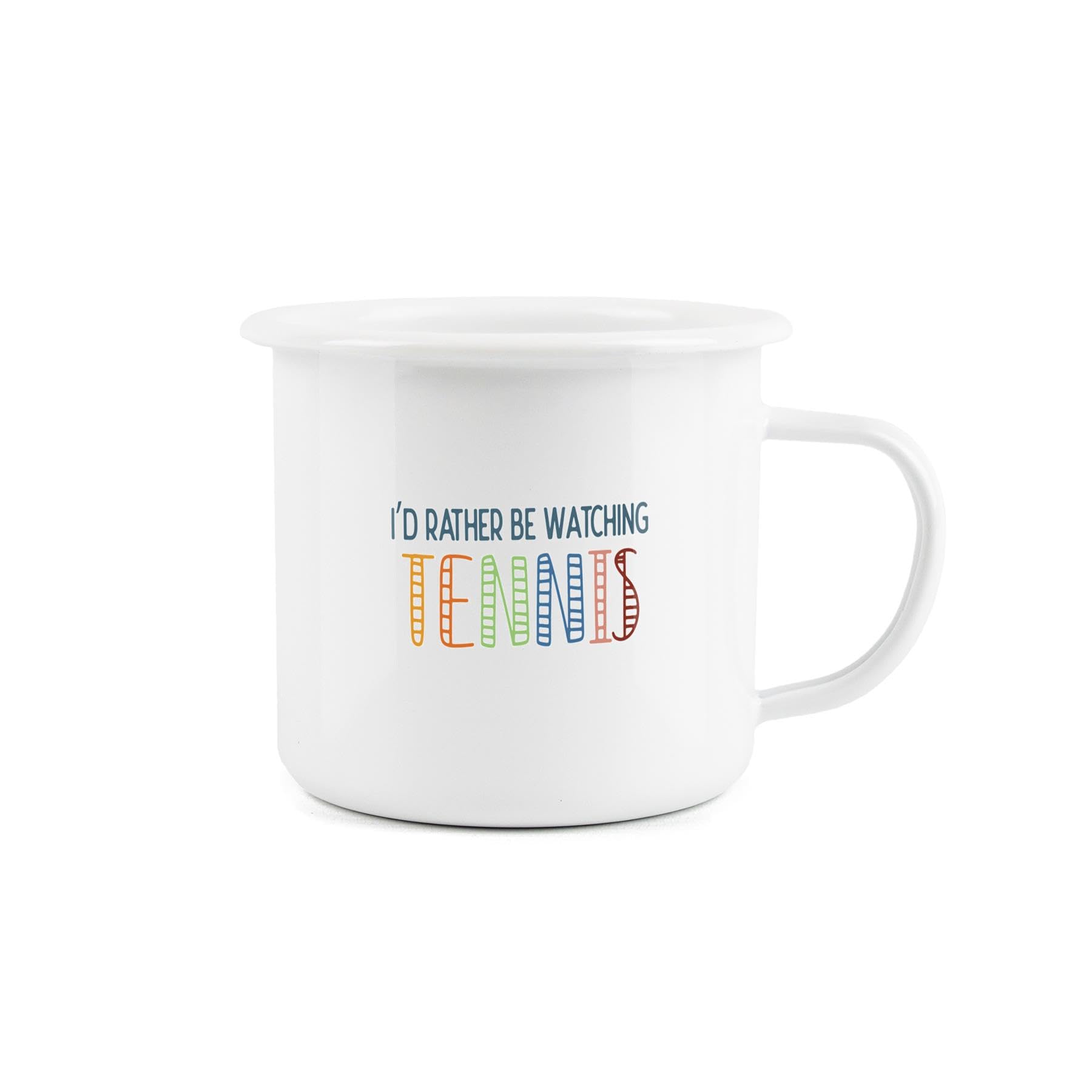 I'd Rather Be Enamel Mug - I'd Rather Be Watching Tennis Novelty Durable Hot Drinks Outdoor Cup for Travel Picnics Home Hiking