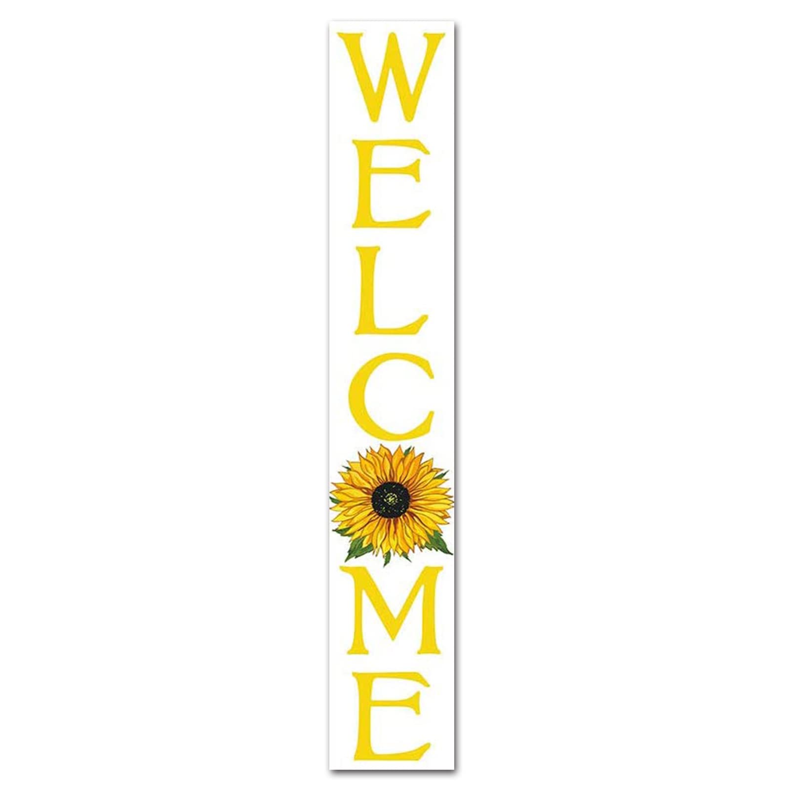 KMszsm Sonnenblumen/vertikales Veranda-Schild mit Blumen/Veranda, Willkommensblumen-Schild/Veranda-Neigbar/Veranda-Schild/Außenschild, 20,3 x 121,9 cm