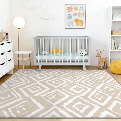 Tapis de salon et doux géométrique à losanges finitions soignées - 2