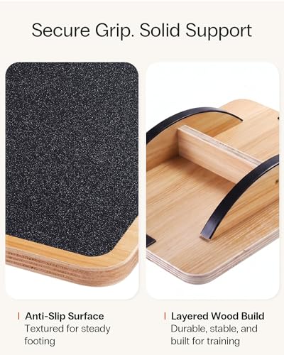 Image of StrongTek Wooden Balance Board with 2 Difficulty Options, Basic Rocker and Advanced 360 Wobble Board, Non-Slip Balance Trainer for Core Stability, Ankle Rehab, Physical Therapy and Fitness